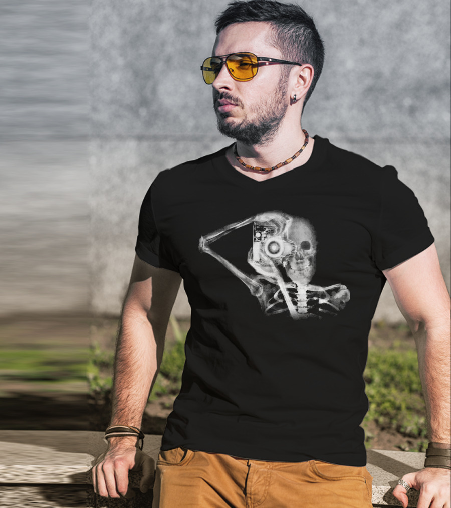 Photography X Ray Skeleton Holding Camera T-Shirt
