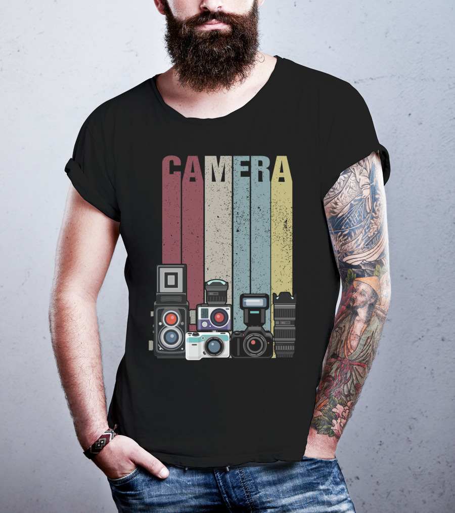 Camera Vintage Photography Equipment Retro Style Valentine's Day Gift T-Shirt