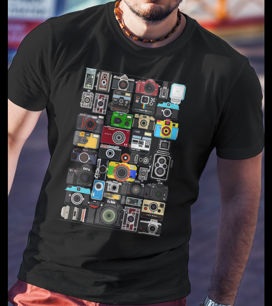Photography Pixelated Cameras Collage T-Shirt