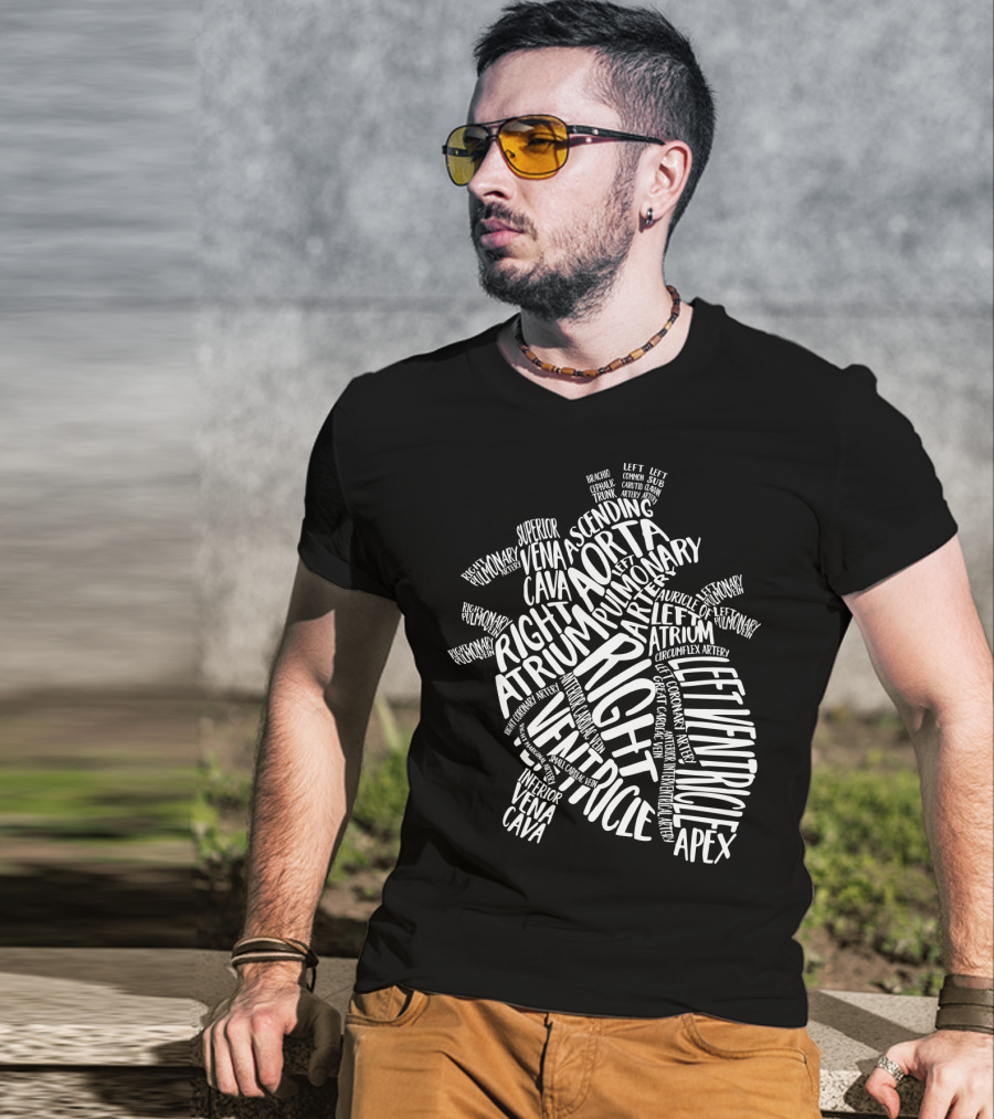 Nurse Heart Right Atrium Aorta Pulmonary Artery Left Ventricle Typography T-Shirt