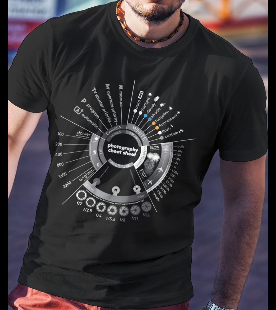 Photography Exposure Settings Guide Aperture And Shutter Speed Information Chart T-Shirt