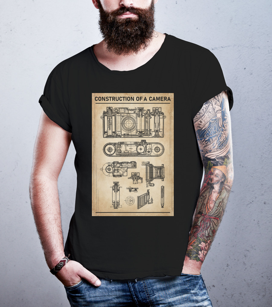 Construction Of A Camera Blueprint Diagram T-Shirt