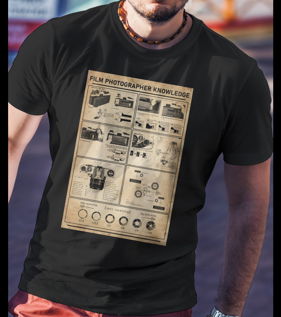 Film Photographer Knowledge Vintage Camera Instructions Lens Aperture Guide T-Shirt