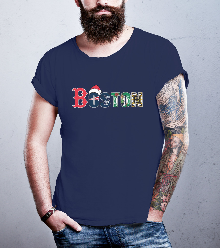 Boston Red Sox Patriots Celtics Bruins Christmas T-Shirt