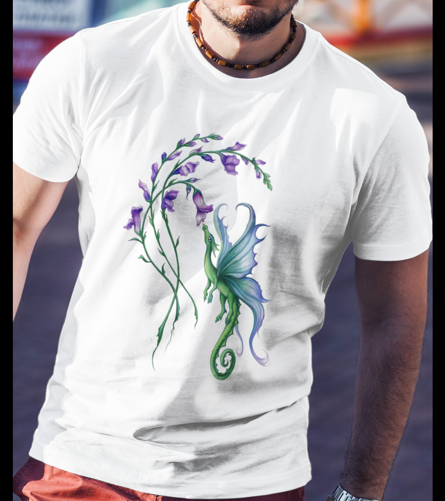 Flying Dragon And Purple Flowers T-Shirt