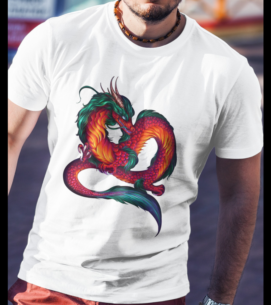 DRAGON ART AAA Kaleidoscope Colors Coiled Majesty T-Shirt