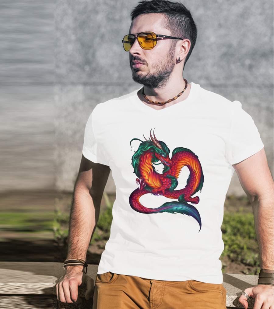 DRAGON ART AAA Kaleidoscope Colors Coiled Majesty T-Shirt