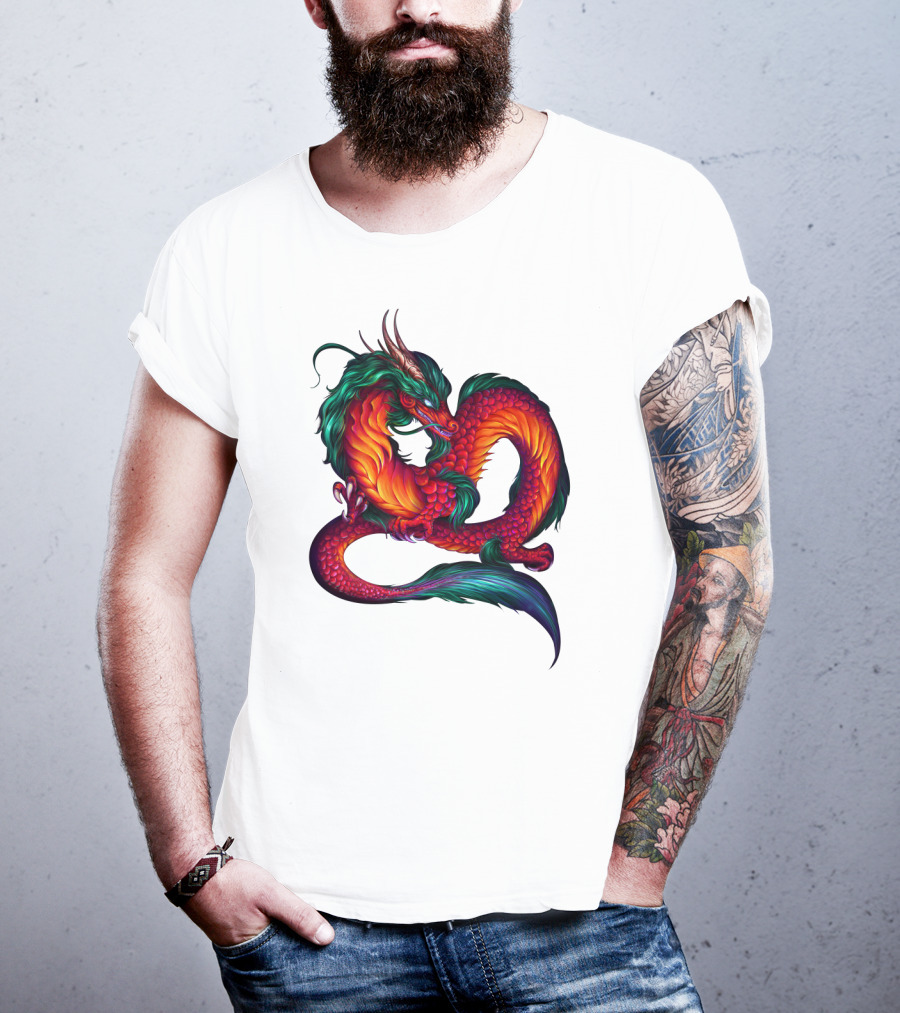 DRAGON ART AAA Kaleidoscope Colors Coiled Majesty T-Shirt