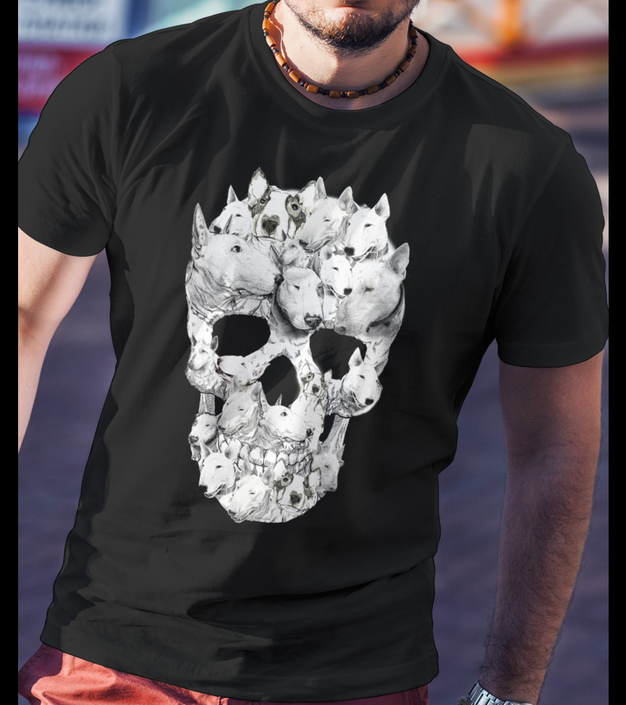 Bull Terrier Faces Forming A Skull T-Shirt