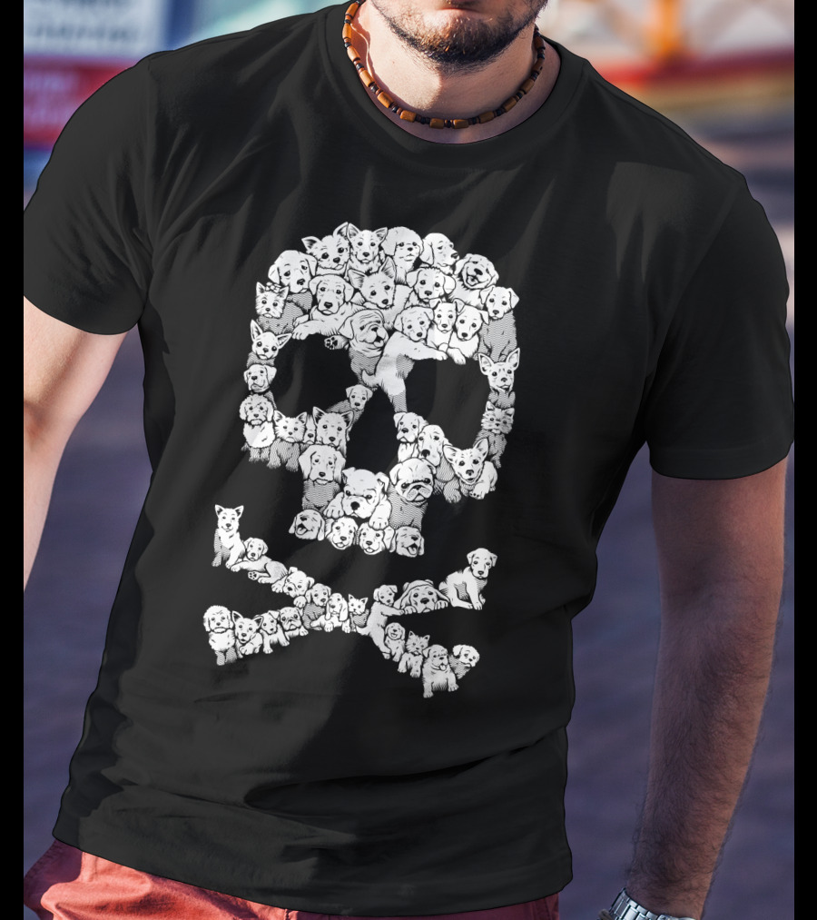 Skull Made Of Playful Puppies And Dogs T-Shirt