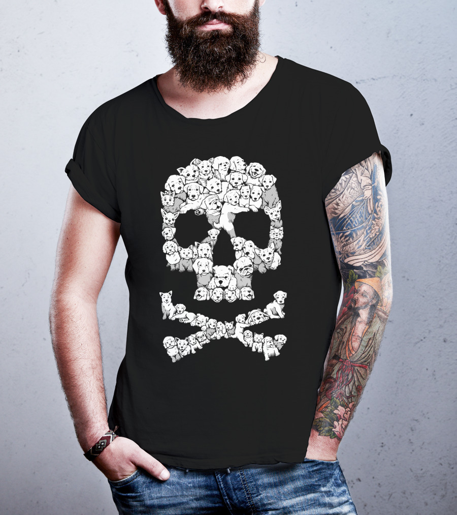 Skull Made Of Playful Puppies And Dogs T-Shirt