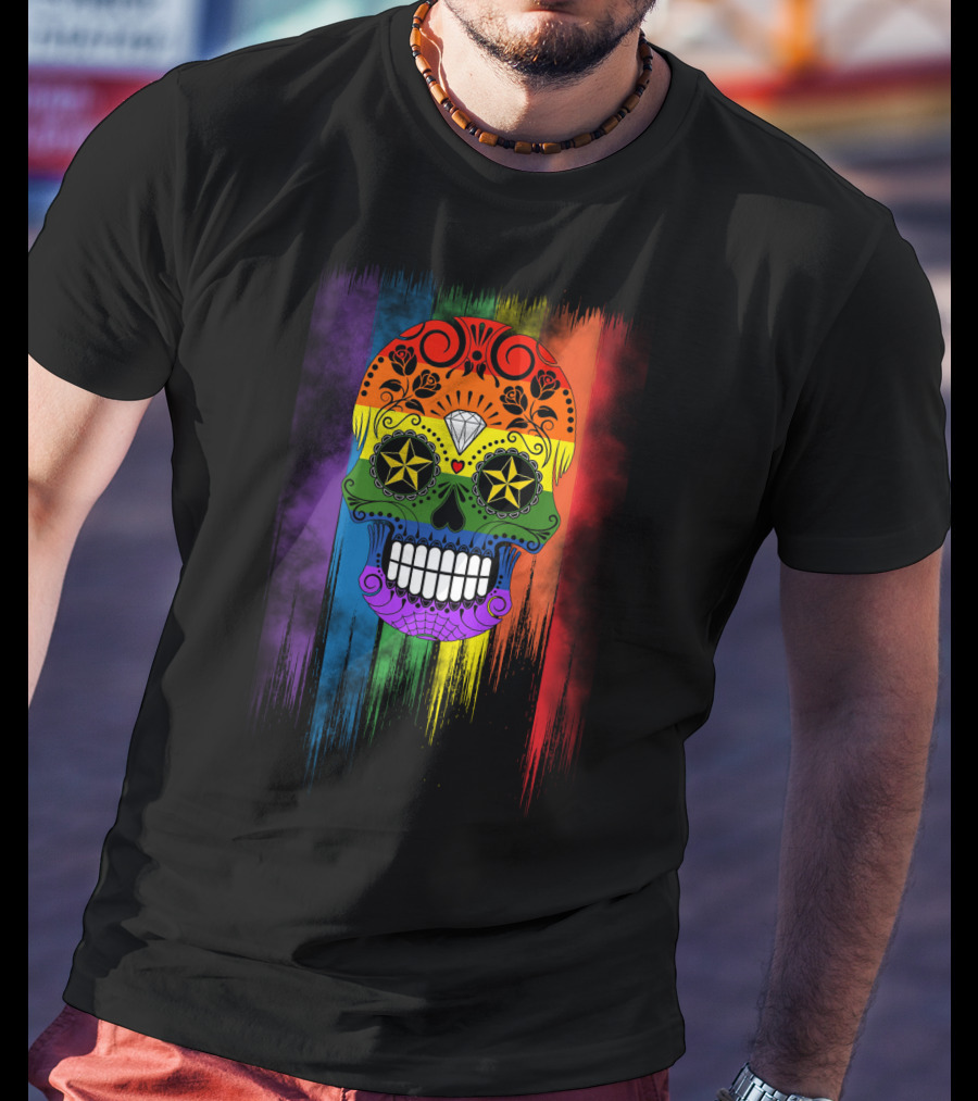 Skull Star Diamond Rainbow Sugar Skull T-Shirt