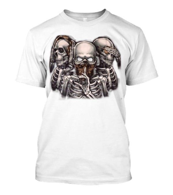 Skull Skeletons With Headphones And Bandana T-Shirt
