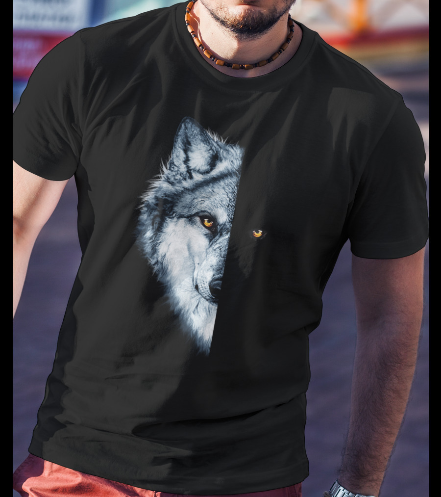 Wolf 2 Faces Half Hidden Dual Glare T-Shirt