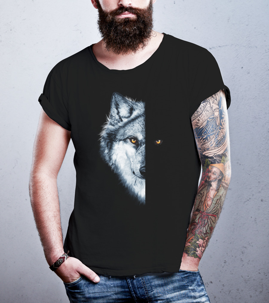 Wolf 2 Faces Half Hidden Dual Glare T-Shirt