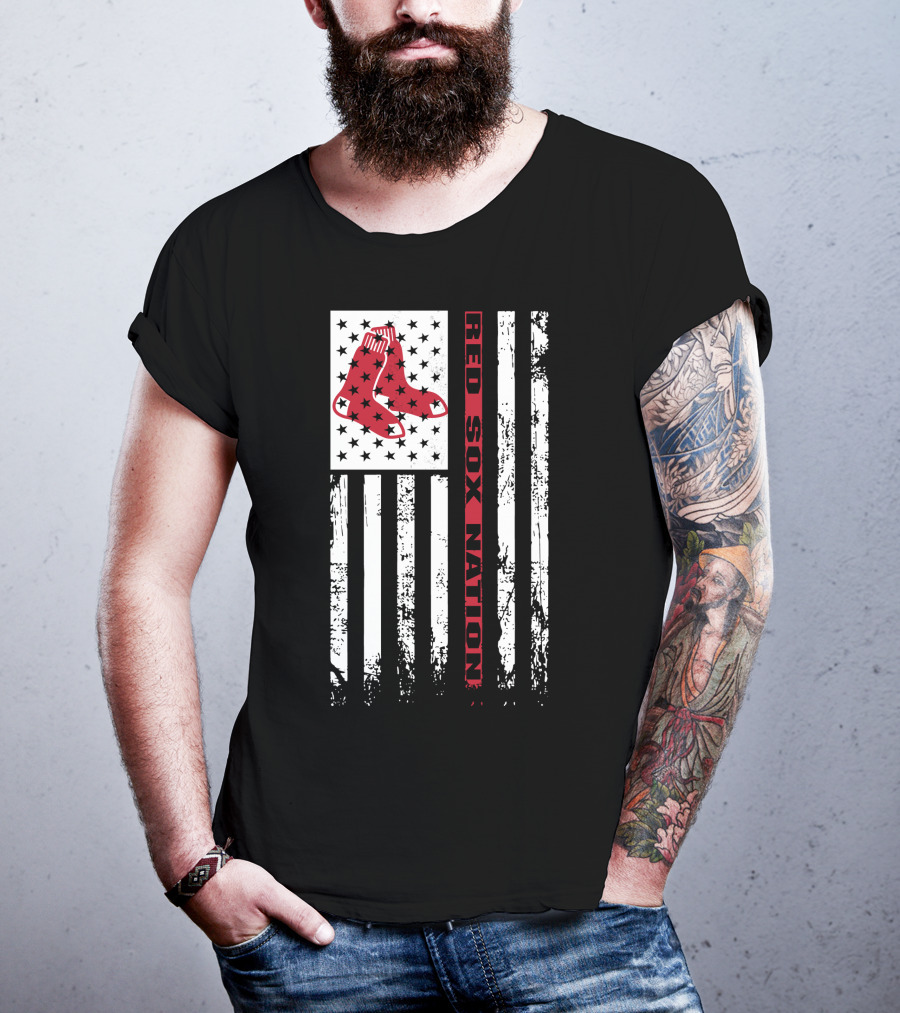 Red Sox Nation Boston Red Sox Stars And Stripes Flag T-Shirt