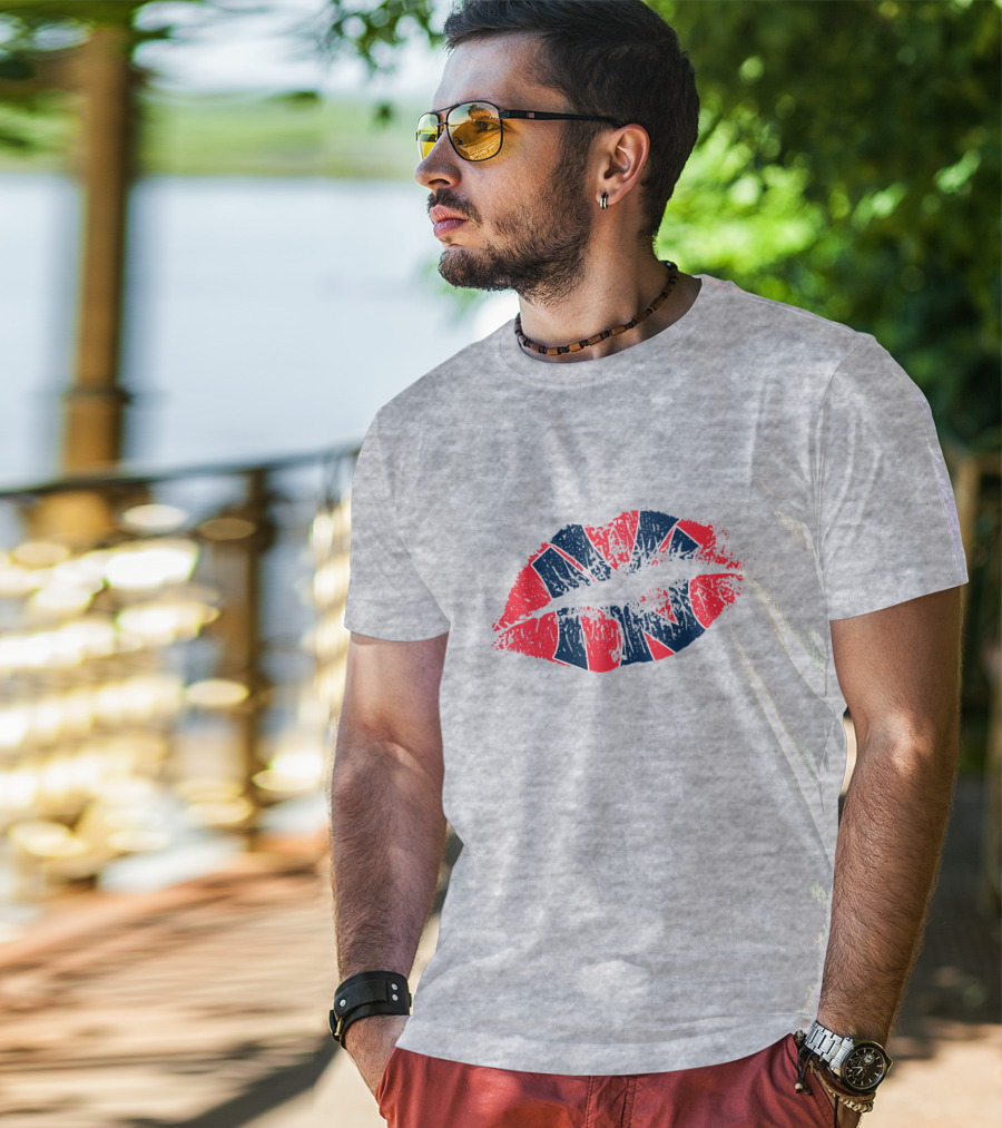 New York Yankees Lip Print Union Jack Flag Style T-Shirt