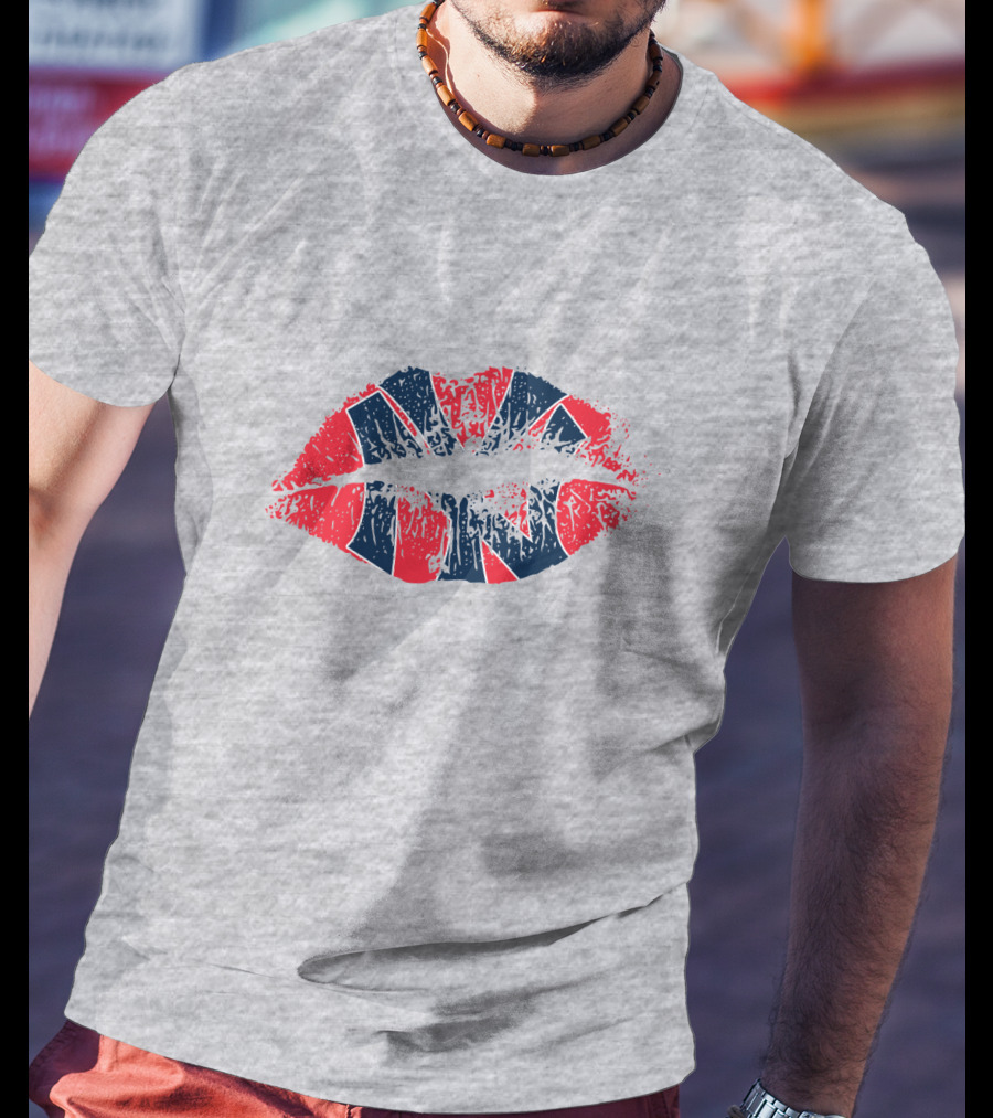 New York Yankees Lip Print Union Jack Flag Style T-Shirt