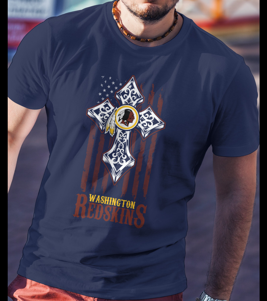 Washington Redskins Cross American Flag T-Shirt