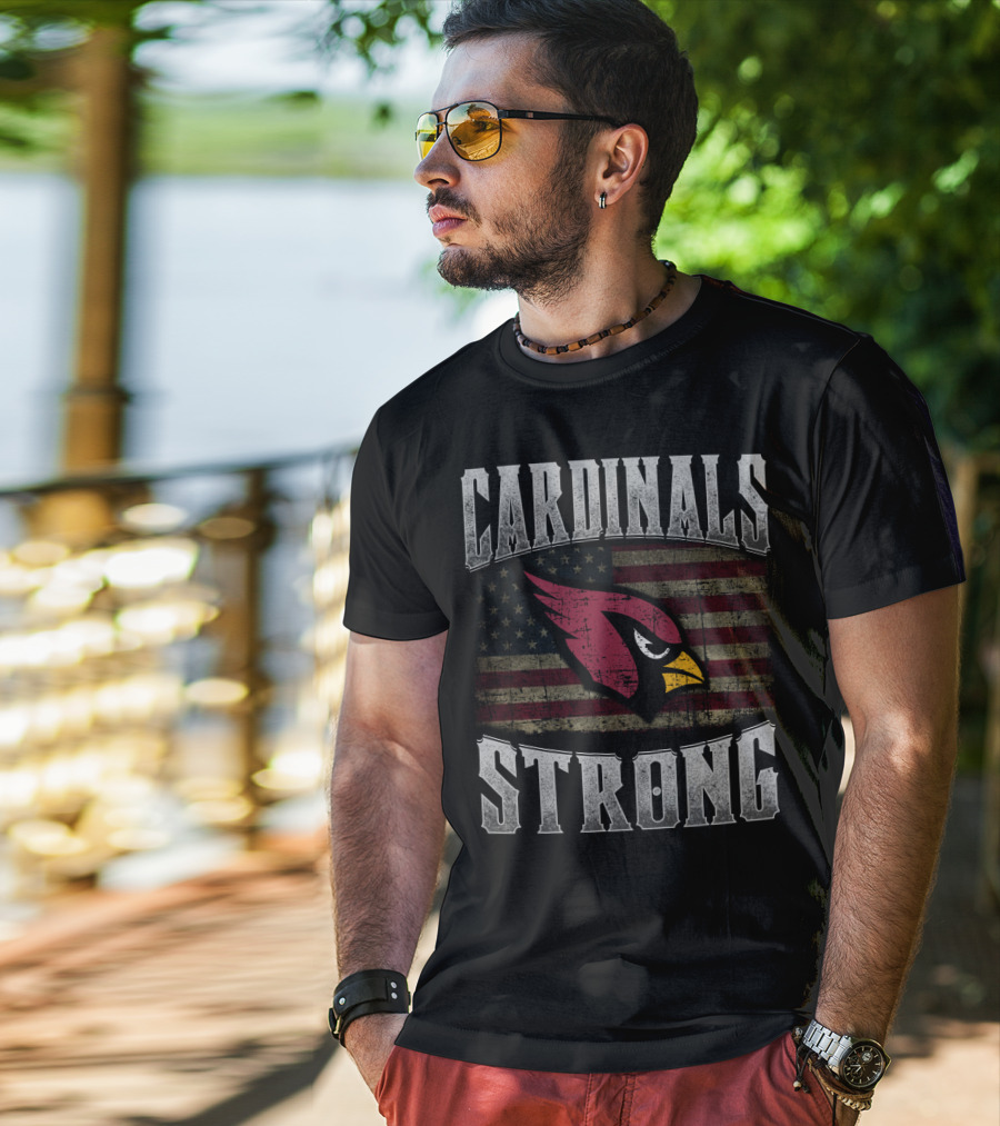 Cardinals Strong American Flag Fan Spirit T-Shirt