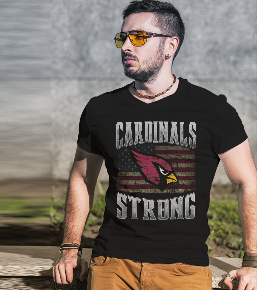 Cardinals Strong American Flag Fan Spirit T-Shirt