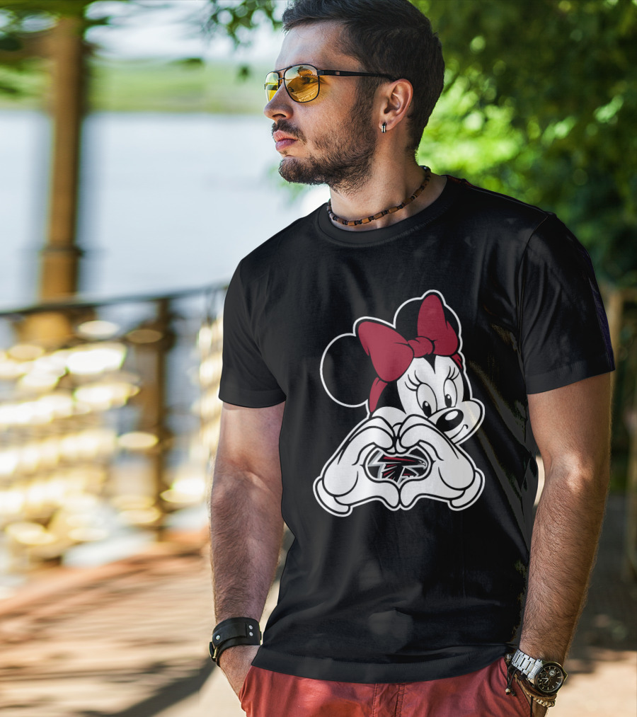 Minnie Mouse Atlanta Falcons Heart Hands T-Shirt