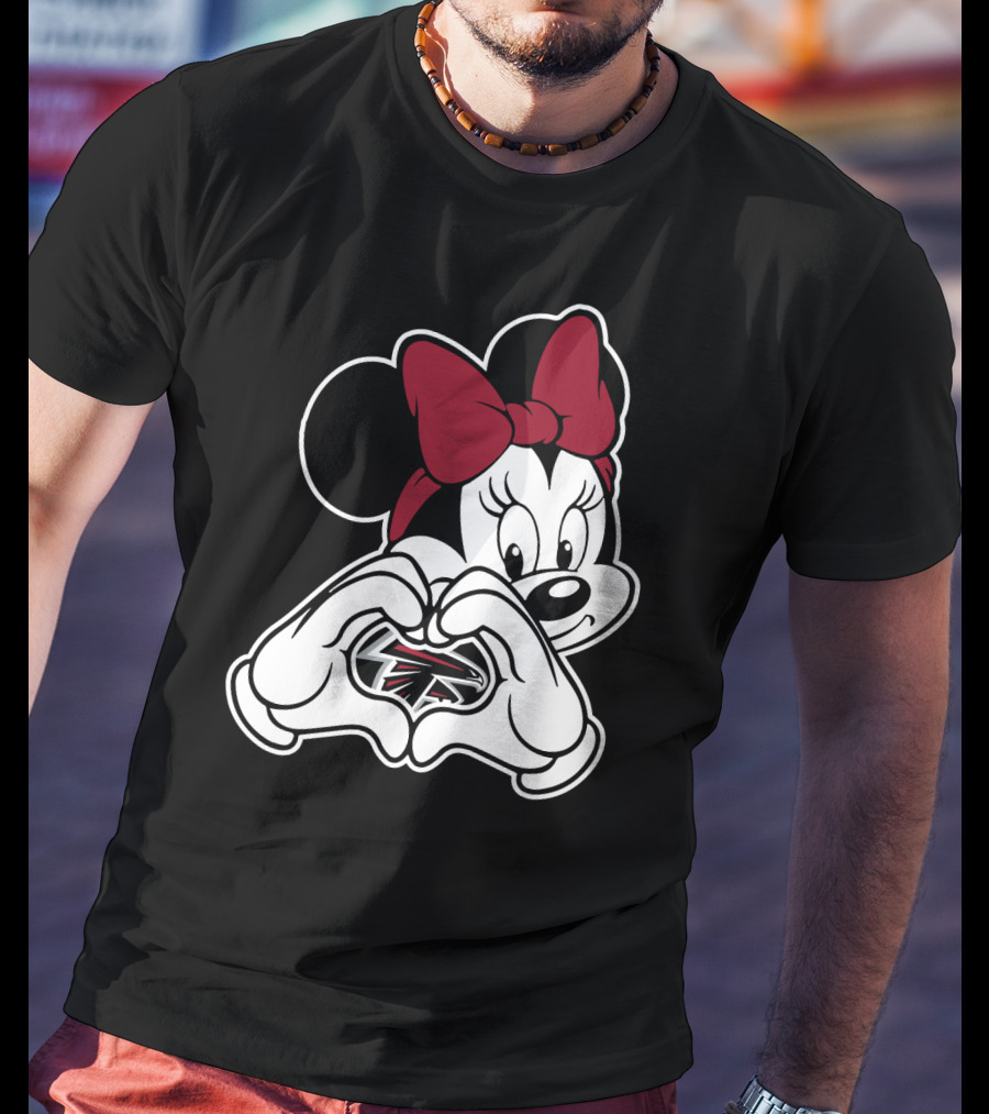 Minnie Mouse Atlanta Falcons Heart Hands T-Shirt