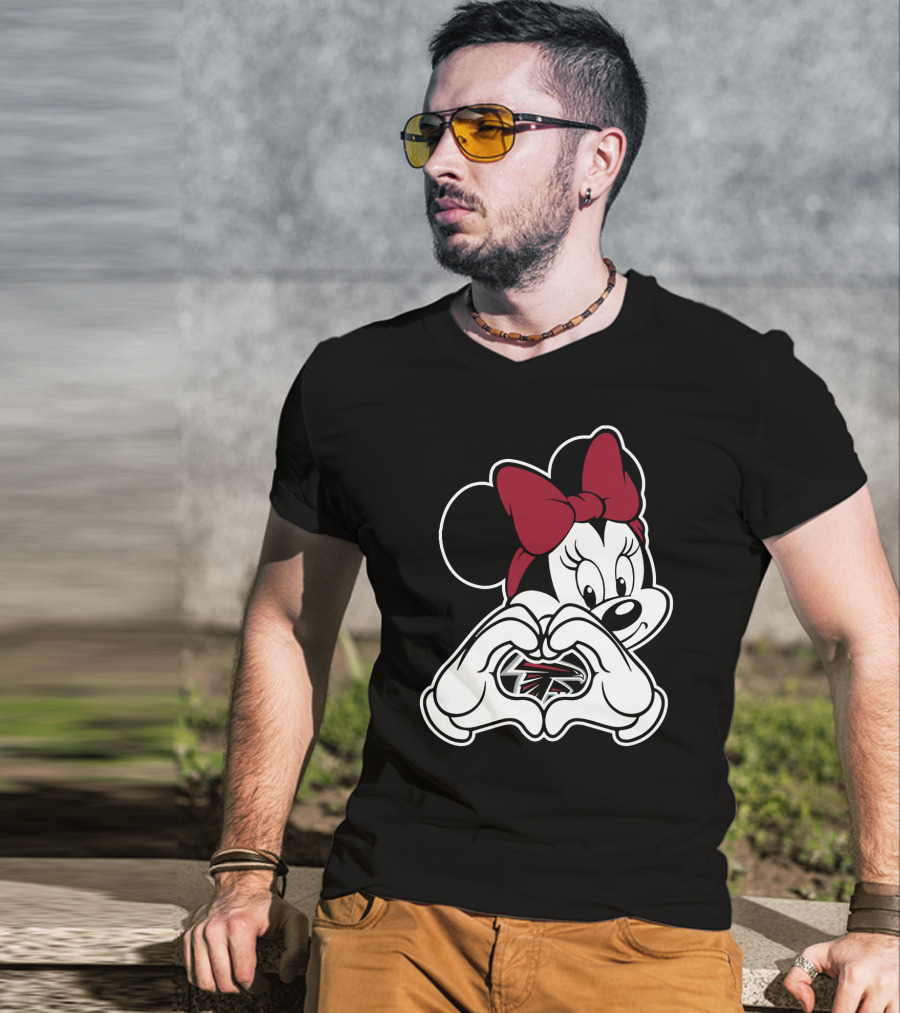 Minnie Mouse Atlanta Falcons Heart Hands T-Shirt