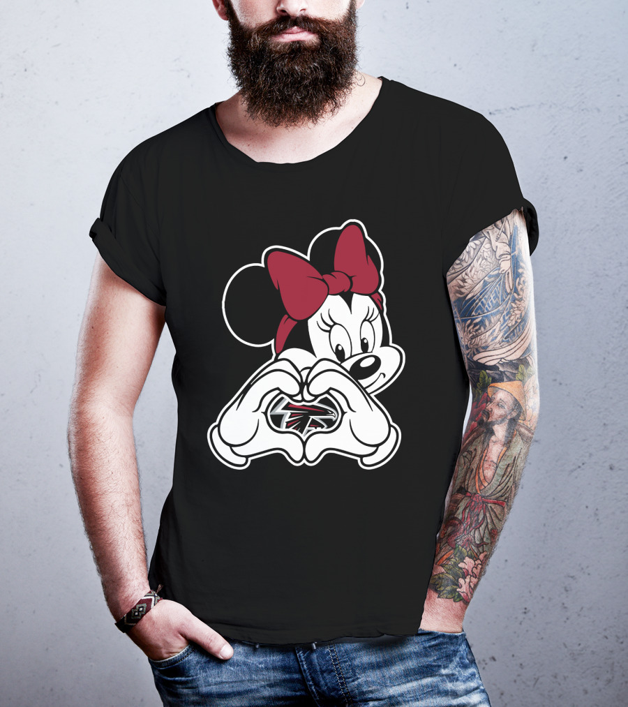 Minnie Mouse Atlanta Falcons Heart Hands T-Shirt