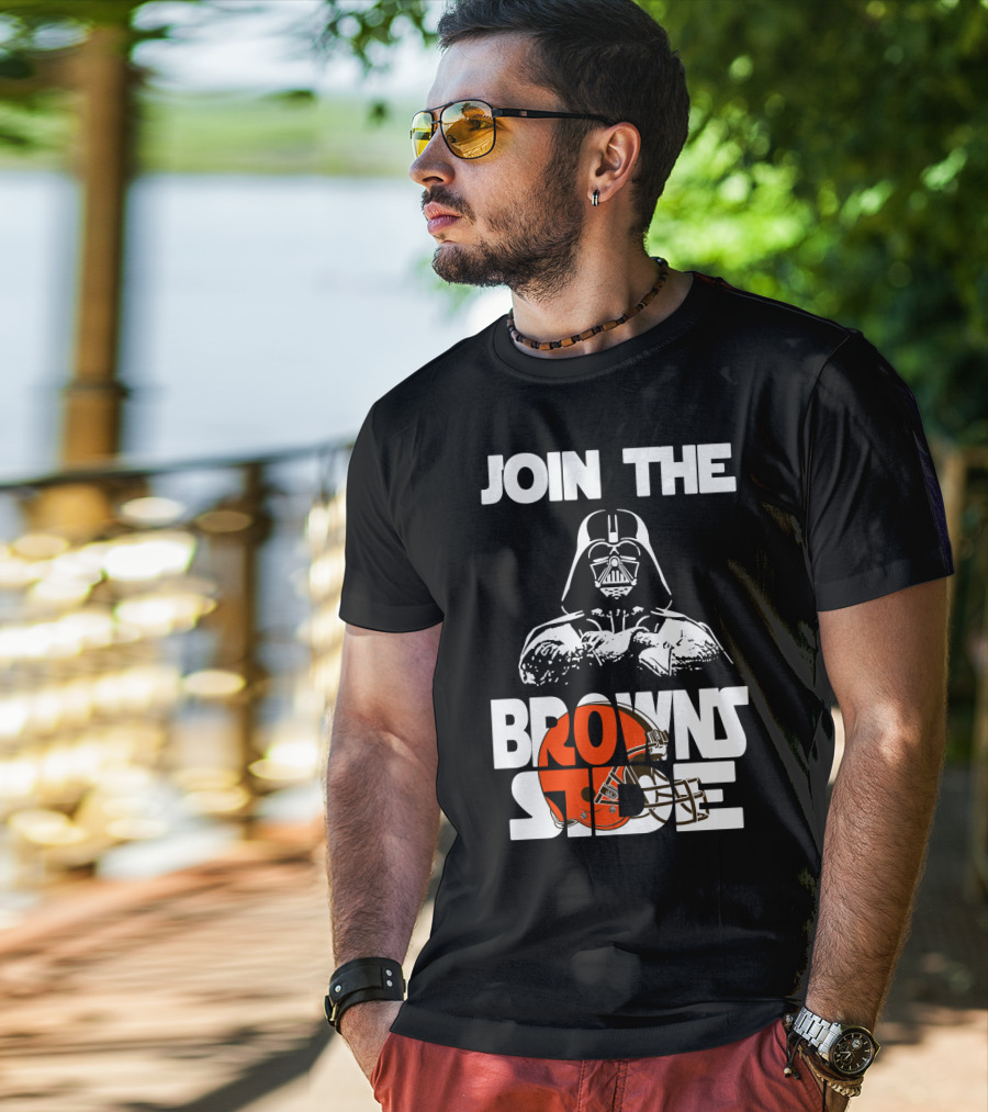 Join The Browns Side Cleveland Browns Darth Vader Helmet T-Shirt
