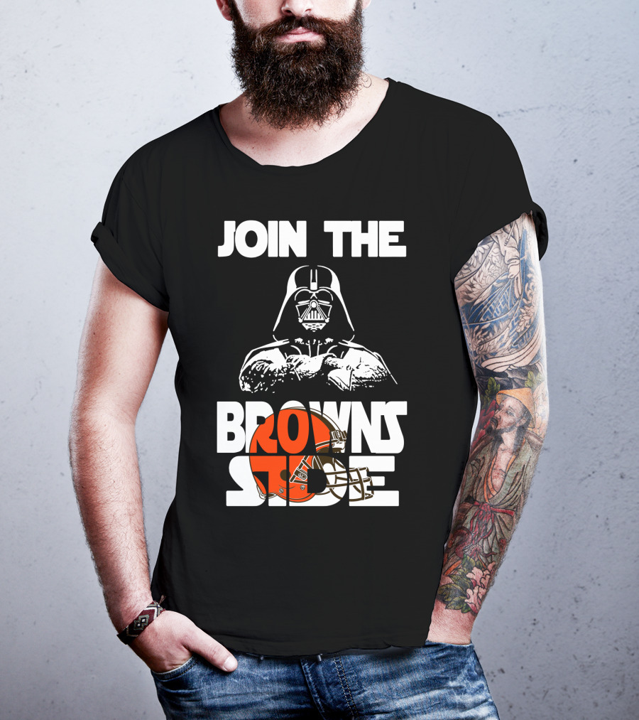 Join The Browns Side Cleveland Browns Darth Vader Helmet T-Shirt