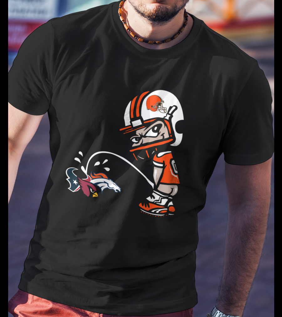 Cleveland Browns Player Humorous Rival Team Logos Interaction T-Shirt