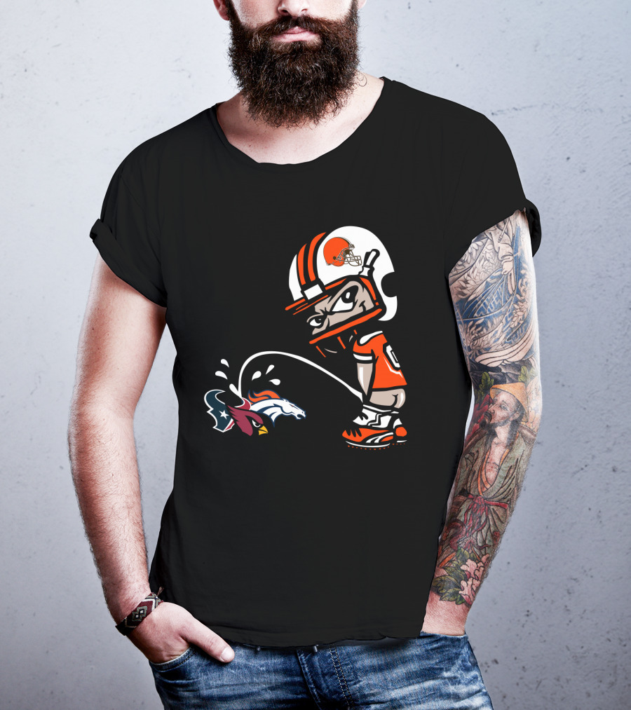 Cleveland Browns Player Humorous Rival Team Logos Interaction T-Shirt