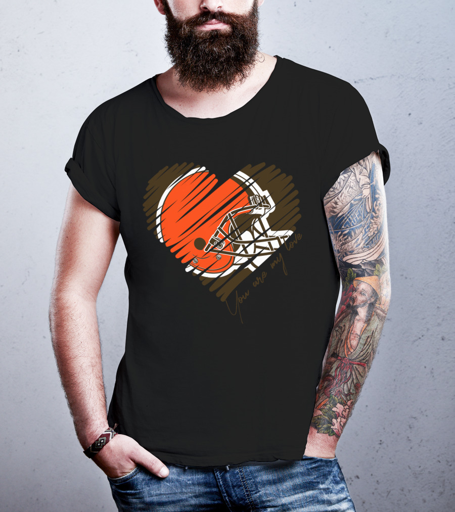 Cleveland Browns You Are My Love Heart Helmet T-Shirt