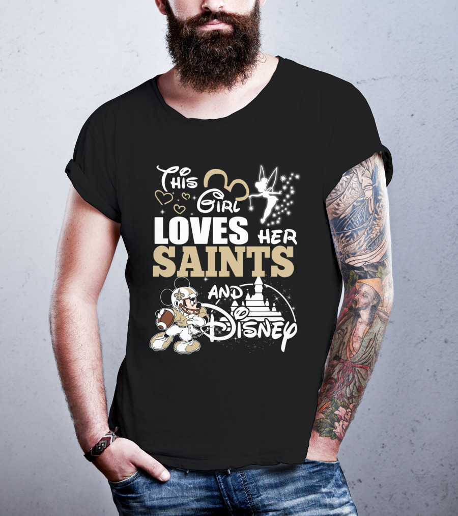 This Girl Loves Her Saints And Disney T-Shirt