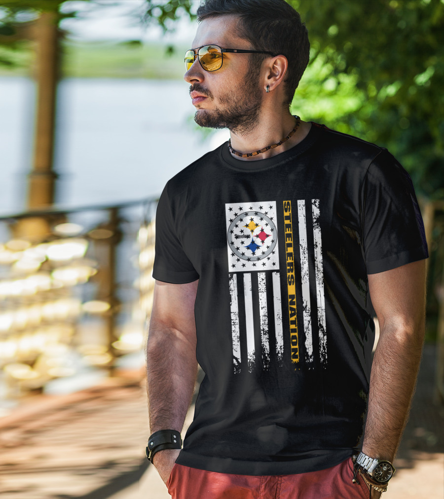 Steelers Nation Pittsburgh Steelers Logo Flag T-Shirt
