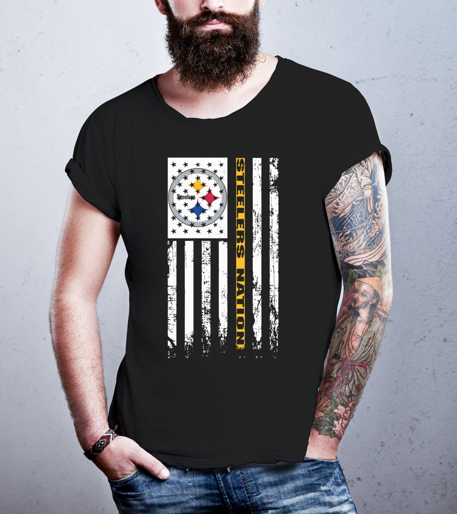 Steelers Nation Pittsburgh Steelers Logo Flag T-Shirt