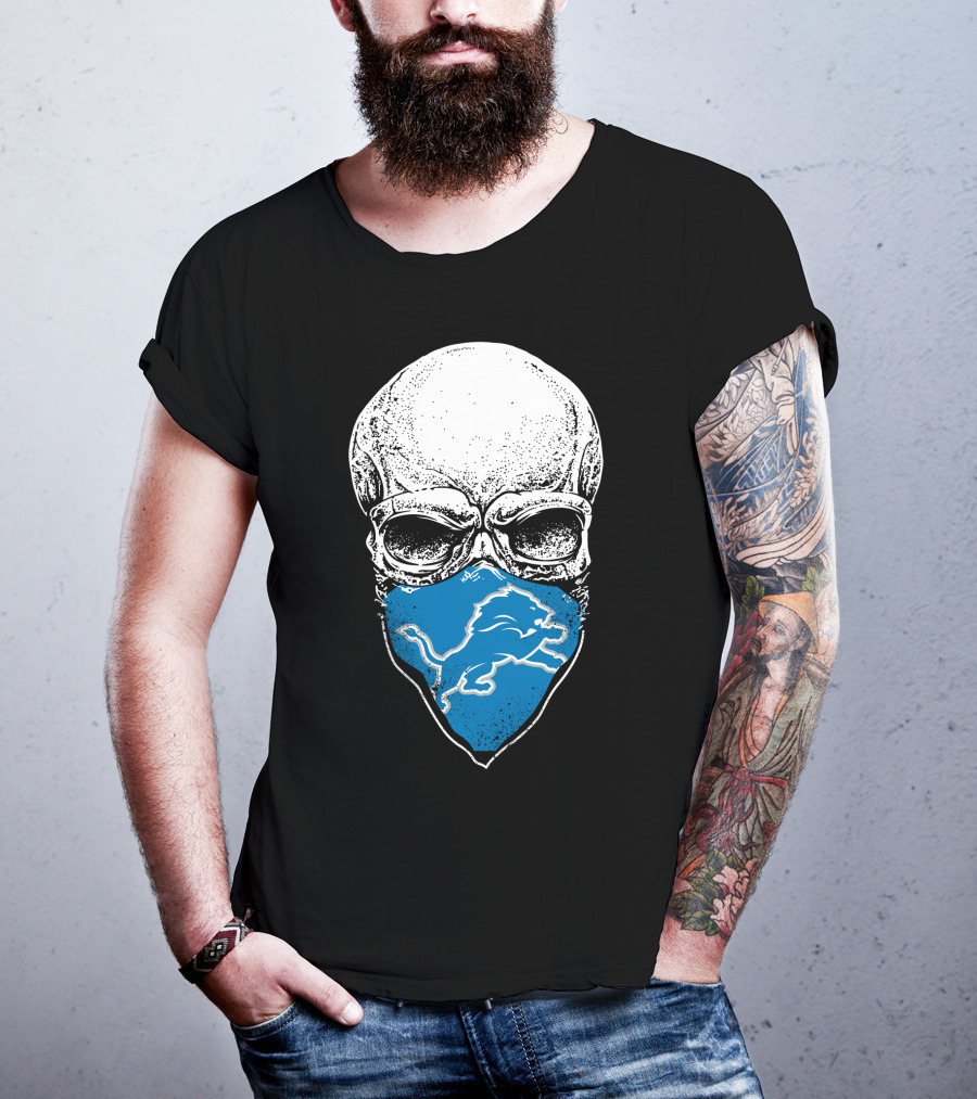 Detroit Lions Skull Bandana T-Shirt