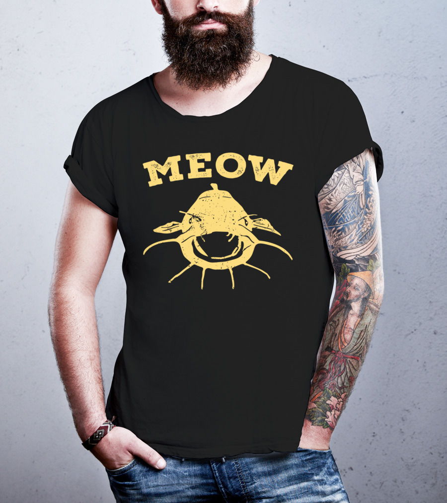 Meow Catfish Fishing Fisherman T-Shirt