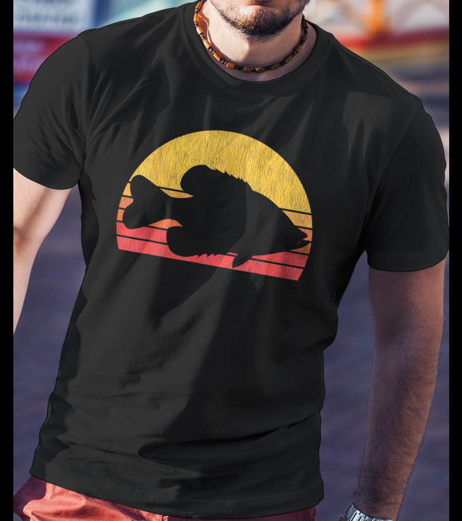 Crappie Fishing Fisherman Retro Sunset T-Shirt