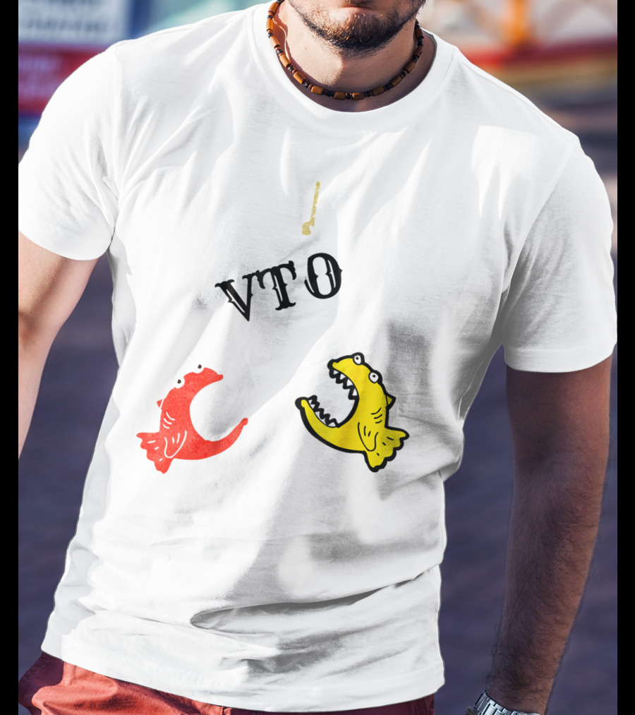 VTO Fishing Hook With Red And Yellow Fish T-Shirt