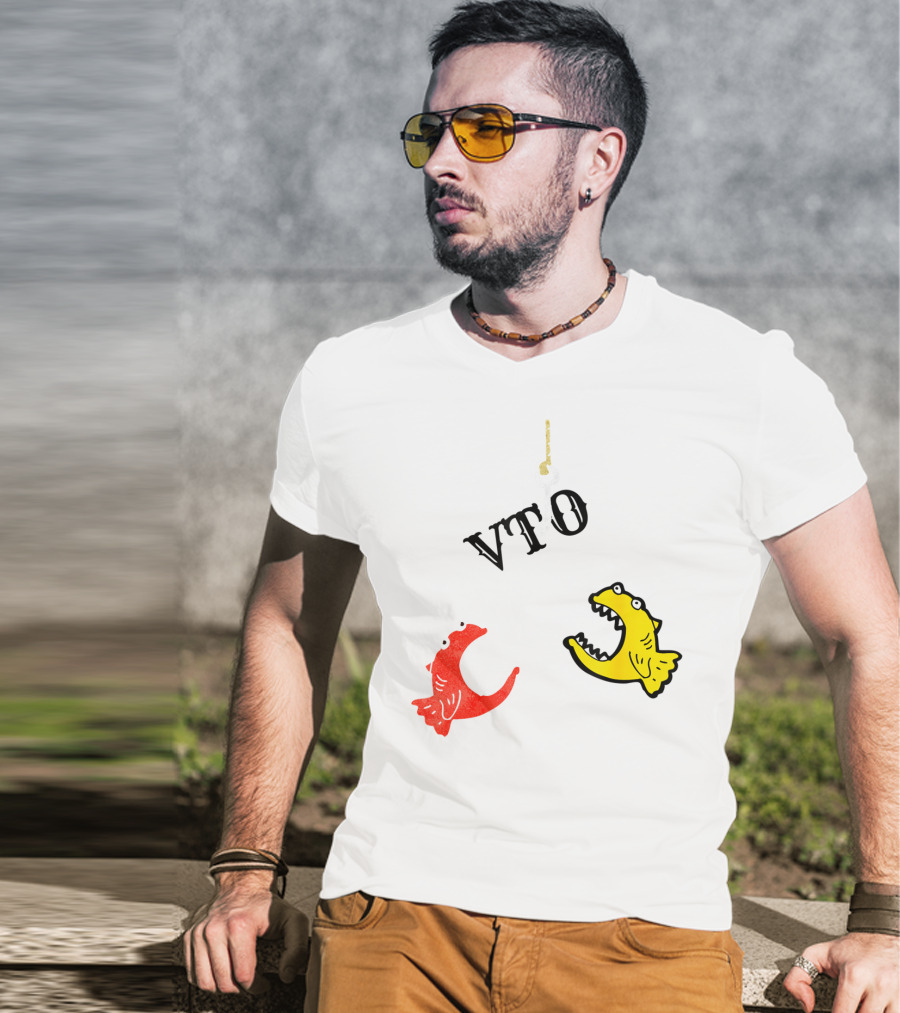 VTO Fishing Hook With Red And Yellow Fish T-Shirt