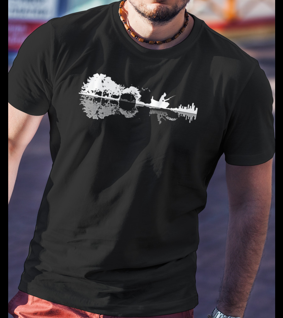 Fishing Shadow Guitar Reflection Scene T-Shirt