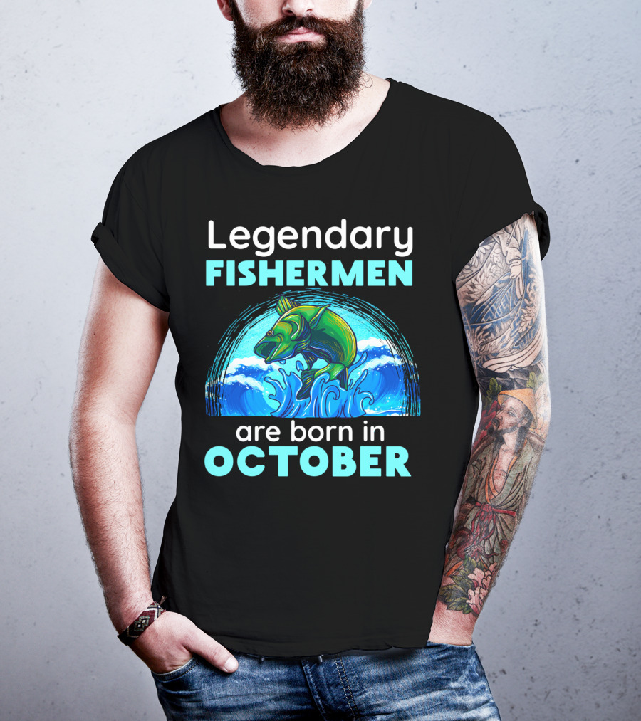 Legendary Fishermen Are Born In October Vibrant Fish T-Shirt