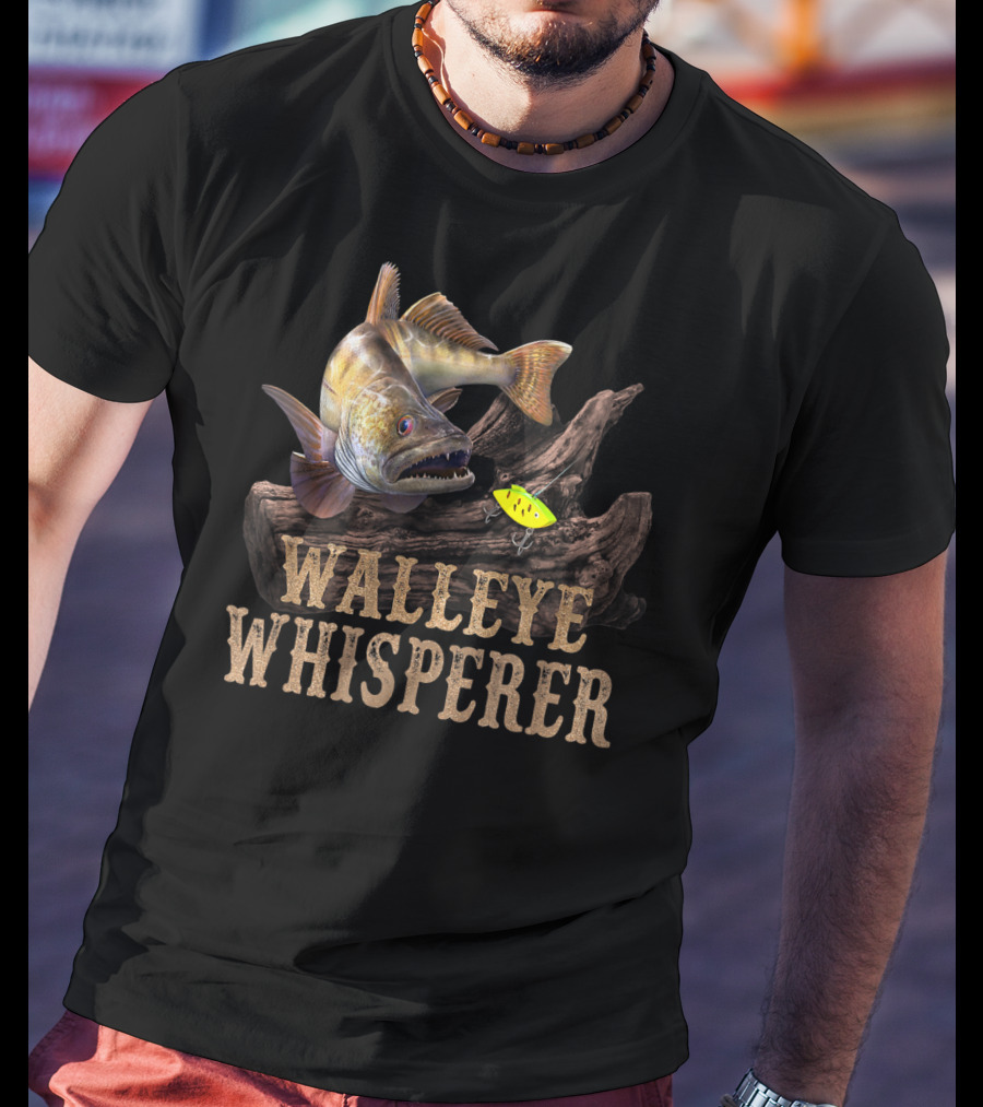 Walleye Whisperer Large Walleye With Fishing Lure T-Shirt