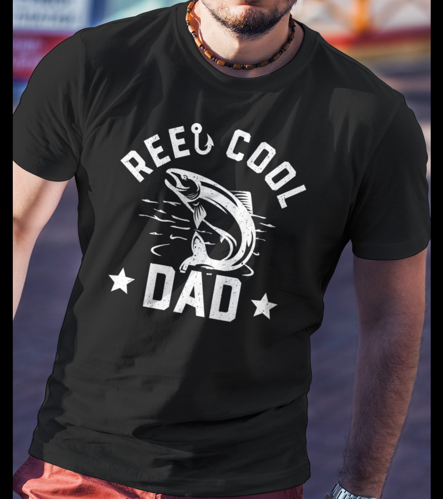 Reel Cool Dad Fishing Humor Hook And Fish Star T-Shirt