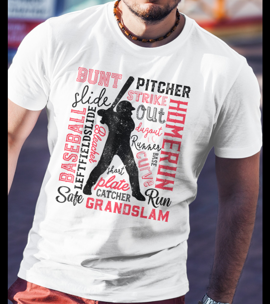 Baseball Men Batter Pitcher Catcher Homerun Grandslam Dugout Plate Strike T-Shirt