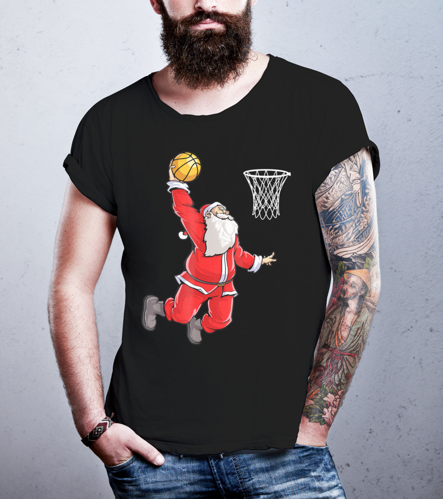 Basketball Santa Christmas Dunking Sports Fun T-Shirt