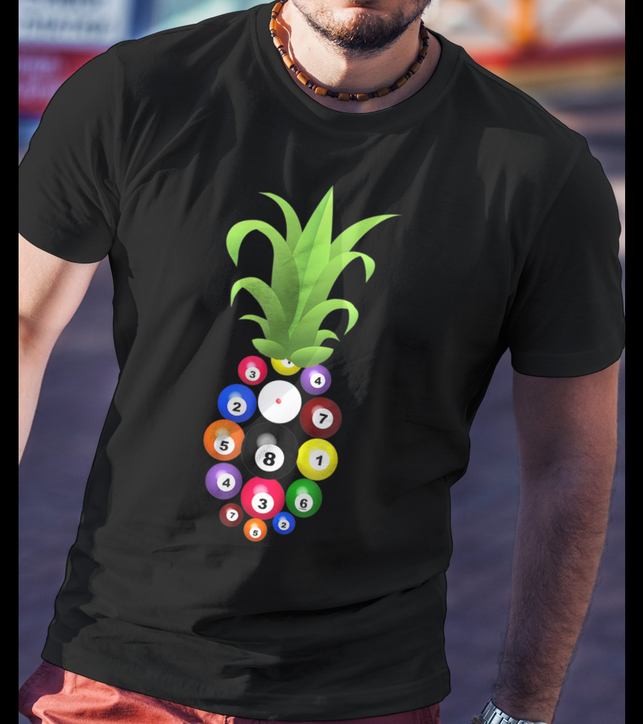 Billiards Pineapple Eight Ball Hawaiian Aloha Beach Hawaii Pool Balls Fruit Fusion T-Shirt