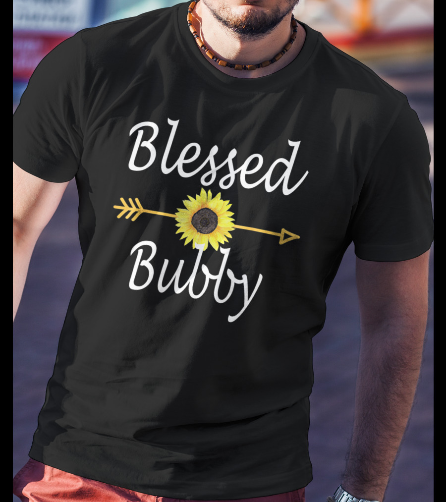 Blessed Bubby Sunflower Arrow Text T-Shirt